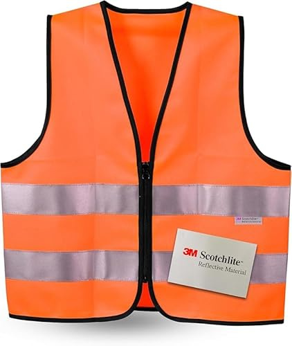 SIFE Kids' Safety Vest for Young Explorers,6 Color Options,Compatible with 3M Technology-Zipper-Orange-Middle 9-12Y