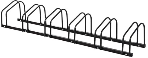 HOMCOM Aparcamiento para Bicicletas Soporte de Acero para Aparcar Bicicletas en el Suelo o Pared Estacionamiento para Interior y Exterior 179x33x27 cm Negro