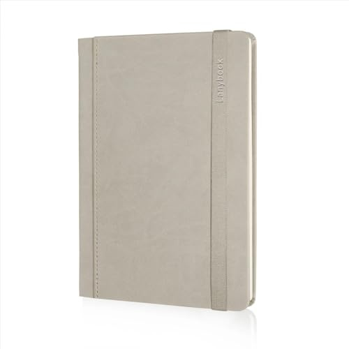 Lanybook ProDS | Notizbuch | A5 | beige | kariert | mit praktischem Verschlussband | 192 Seiten