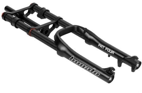 20 Zoll 4.0 Reifen Fatbike Federgabel 1-1/8'' Snowbike Luftgefederte Vordergabel Gerades Rohr Federweg 120mm QR 9 X 135mm Zugstufeneinstellung XC AM (Color : Black, Size : 20inch)