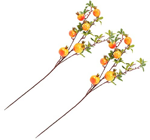 TOPBATHY 2stücke Künstliche Granatapfelzweige Realistische Pomegranate Äste Für Tischdekoration Vasenfüllung Hochzeits Und Fotorequisiten Farbkombination