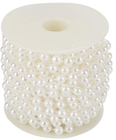 Leopacat Perlenband Perlenketten,Perlenkette Perlengirlande | Hochzeit Perlenschnur Angelschnur Dekokette Für DIY Girlande Weihnachten Weihnachtskette Deko Weiß Dekoration Partyzubehör