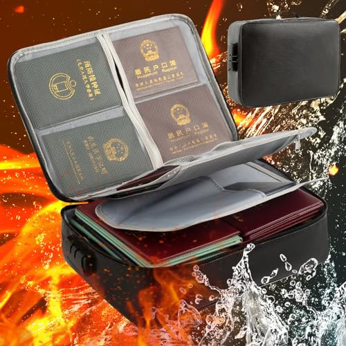 YLTTZH Feuerfeste Dokumententasche mit Schloss (37,1 x 29 x 10,2 cm), wichtiger Dokumenten-Organizer, wasserdichte Dokumentenmappen, Taschen, Handtasche, Zuhause, Büro, Schule, Reisen,