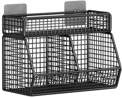 perfk Cestino Portafrutta Da Appendere Alla Parete, Organizer Da Parete, Robusto Supporto in Filo Metallico per Conservare Verdure Frutta Snack, Per Cucina/Dispensa/Bagno, 2 griglie