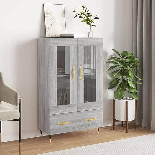 ZEYUAN Highboard grå Sonoma 69,5 x 31 x 115 cm trämaterial, skänk, vardagsrum, bokskåp, vardagsrumsskåp, högskåp, vardagsrum, bufféskåp, förvaringsskåp 828282