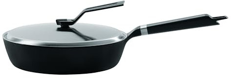 Vermicular Oven-Safe Skillet with Stainless Steel Lid | 24cm Deep (9.4”) | Aluminum Handle | Lightweight Enameled Cast Iron Pan with Non-Toxic Enamel Finish | Induction-compatible | Made in Japan