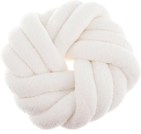 Knot Ball Pillow 30CM Knotted Ball Throw Pillow Round Plush Throw Pillow Knot Cushion Handmade Soft Knotted Ball Throw Pillow Decoration Cushion Throw Pillow for Home Room Sofa Bed Floor (Beige)