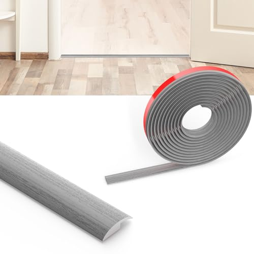 Flintronic 3 m övergångsremsa för laminatgolv, övergångsremsa, PVC-golvdelare, remsa, självhäftande tröskelremsa, dörrremsa, tröskelstänger för sammanfogning av golv, matta, kakel, 5 mm träkorn