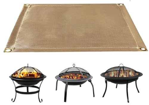 Fire Pit Mat | Fire Proof Mat |Charcoal BBQ Mat | Grill Mat | Fireproof Blanket | Flame Retardant Cloth for Protect Deck / Patio /Grass/Wood | Foldable (165x113cm) (Gold, 165x113)
