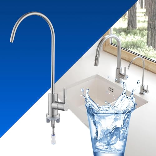 LAXARA Kaltwasserhahn & Wasserhahn für Wasserfilter & Umkehrosmose aus Edelstahl | Osmose Armatur | Osmose Wasserhahn | EIN-Weg-Wasserhahn | Ideal für gefiltertes Wasser | (Edelstahl Gebürstet)