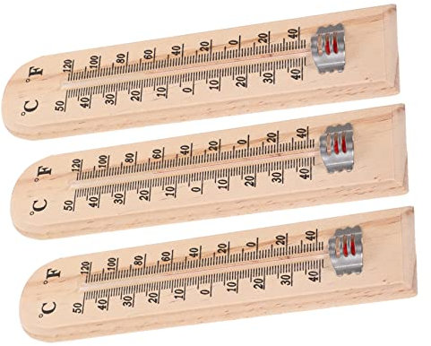 MERRYHAPY Termometro in Legno Da Interni e Esterni, Termometro Sospeso Montato a Parete, Indicatore Di Temperatura Preciso Per Sauna, Giardino e Uso Domestico, Set Da 3 Pezzi