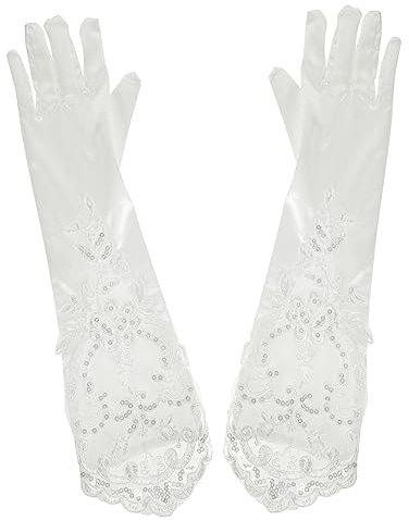 GALPADA 1 Paar Spitzenhandschuhe Für Damen Für Hochzeiten Teepartys Brauthandschuhe Weiße Netzhandschuhe Für Abschlussball Dinnerparty
