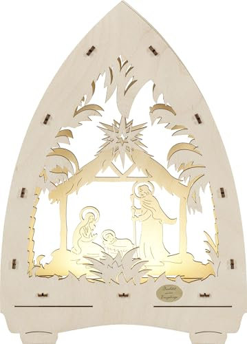 Rudolphs Schatzkiste Leuchterbogen Christi Geburt für Batteriebetrieb mit Timer, LED-Stripe, warmweiß(Batterien Nicht im Lieferumfang enthalten) BxHxT 21,5x29x4,7cm NEU Leuchterbogen Lichterbogen