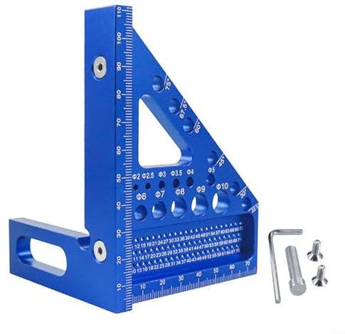 3D Multi Angle Measuring Ruler, 22.5-90 Degree Aluminum Alloy Woodworking Miter Triangle Ruler, Measuring Tool for Engineer Carpenter(Blue)