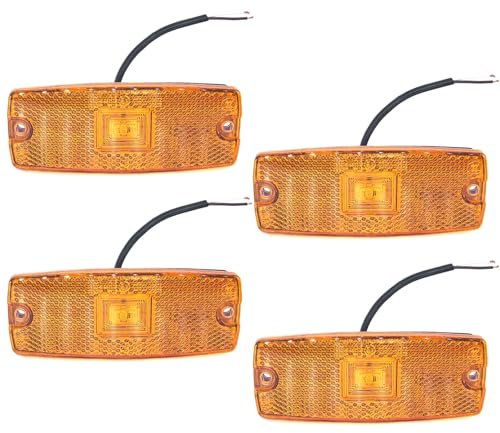 AOJO 4 PCS Anhänger Umrissleuchte LED Orange 12V 24V LKW Begrenzungslicht Gelb Positionsleuchte Wasserdicht - Inkl.Schrauben(KIT-A)