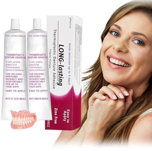 Crema Adhesiva para Dentaduras Postizas,2 piezas Pegamento Dentadura Postiza,Adhesivo Dentadura Postiza,Adhesivo Termoplástico Para Dentaduras Postizas,Adhesivo De Fijación Para Dentaduras Postizas