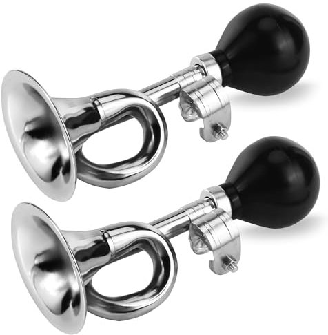 Verchromt Ballhupe 2 Stück Fahrradglocke Glocke Fahrradklingel Fahrradhupe aus Metall Clown-Hupe für Normale Fahrräder, Mountainbikes, Golfwagen