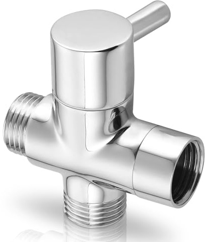 Shower Diverter Valve 3/4 inch, 3 Way Shower Valve with Rubber, G1/2 Shower Splitter Shower Diverter Valve Replacement, Tap Diverter Shower Adapter for Fixed Spray Head Hand Held Showerhead