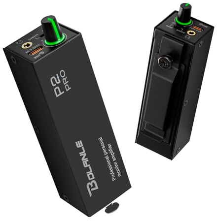 Bolanle P2 PRO In-Ear Monitoring Verstärker, USB C Kopfhörerverstärker mit XLR/TRS Eingang, 3.5mm Ausgang, Stereo/Mono Schalter für Musiker, Single Channel - Schwarz