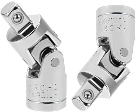 TA-VIGOR 2Pcs 1/4 Inch Drive Universal Joint Socket, Cr-V Spring Loaded Impact Swivel Adapter Set for Ratchet and Wrench, Chrome Vanadium Steel Socket Adapter for Automotive Repair and DIY