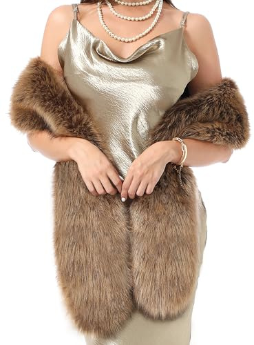 LA CARRIE Women's Faux Fur Collar Scarf Wrap Shawl Cold Winter Warmer(Raccoon,XXL)