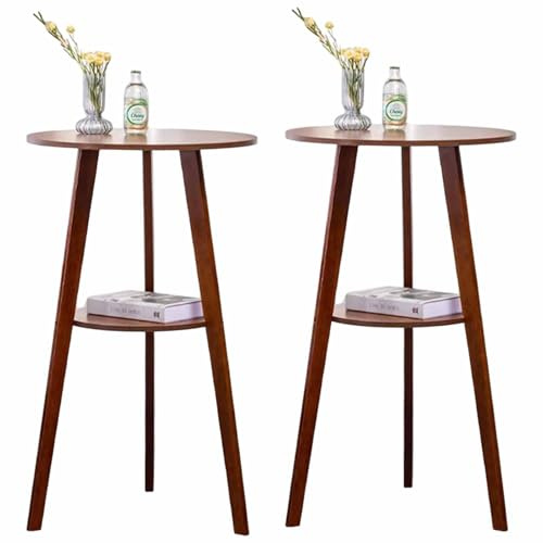Barbordsset med 2, litet köksbord, pubbord, högt topp pubbord, barhöjd cocktailbord för vardagsrumsfest, 2 nivåer rund bordsskiva