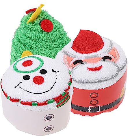 MUELODSIC 3 Pezzi Asciugamani Natalizi in Forma Torta Strofinacci per Mani Decorativi con Natale Pupazzo Asciugamani Festivi per Cucina e
