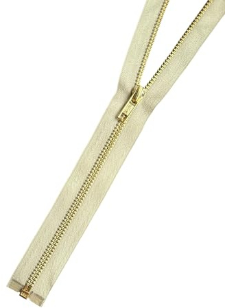 Metall - Reißverschluss Gold-Messing Reißverschlüsse teilbar 5mm MG_308 (mittelbeige, 22cm)