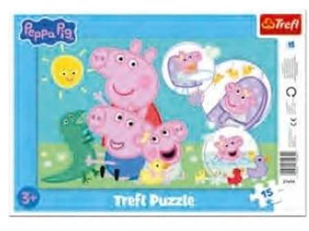 Trefl – Peppa Pig, das netteste Schweinchen – Rahmenpuzzles für Kleinkinder, 15 große Teile, Rahmen und Feste Unterlage, für Kinder ab 3 Jahren