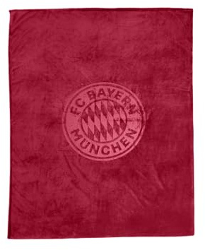 FC Bayern München Kuscheldecke, Bordeaux, 200 x 150 cm | Sofadecke, Offizieller FC Bayern München Fanartikel, Fußball, Bundesliga