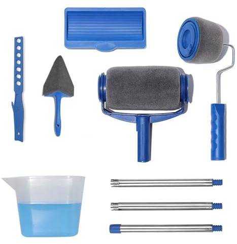10-Piece Professional Paint Roller Set, Non-Drip Paint Roller with Tray, Long Handle, All-in-One Painting Kit for Walls, Ceilings & Decking