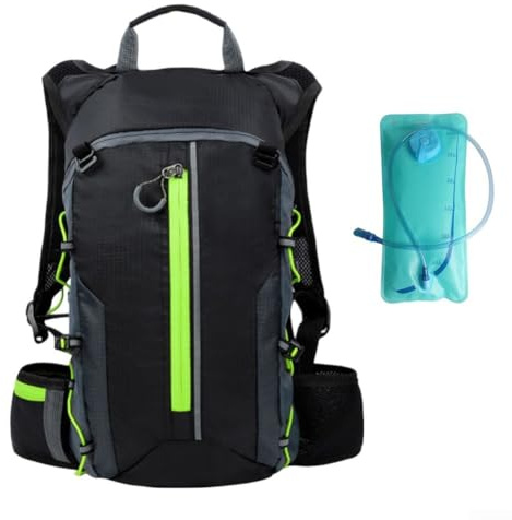 Sportrucksack zum Radfahren Laufen mit 3L Trinkreservoir Ultraleichtes atmungsaktives wasserdichtes reißfestes Nylon-Design (grün)