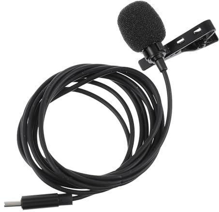 ABOOFAN USB-c Lavalier Mikrofon mit 360-grad Aufnahme und Rauschminderung | Ansteckclip Design, Winddichtes Tpe Gehäuse, Eisenkern und Schwamm, Schwarz, für Handyaufnahmen