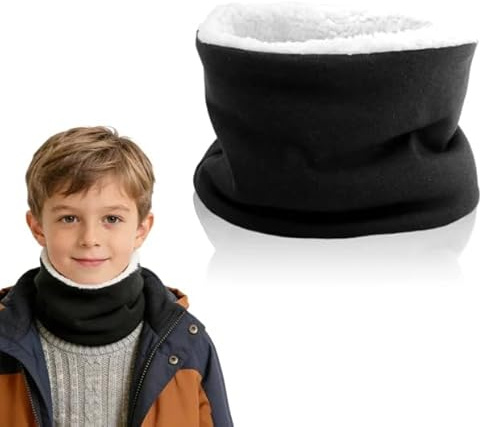 GYIOFAI Cache-cou pour enfants, garçons et filles, écharpe tube d'hiver, masque thermique coupe-vent pour le ski, la course à pied, garçons et filles, Noir , Taille unique