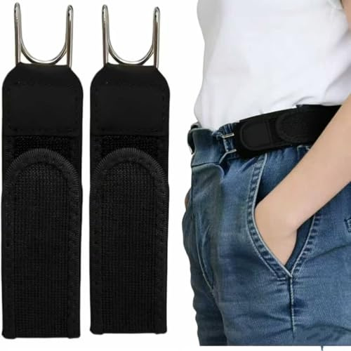 Longgaogao 2 Stück Gürtel Ohne Schnalle Für Herren Damen, Buckleless Belt Hook, Elastischer Gürtel mit Metallhaken,Unisex-Gürtel ohne Schnalle für Jeans und Outdoor-Arbeit