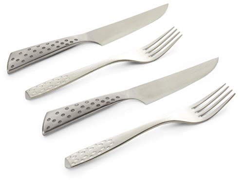 Weber 17077 Deluxe Steakbesteck Set, 4-teilig, Edelstahl, gezahnte Klinge