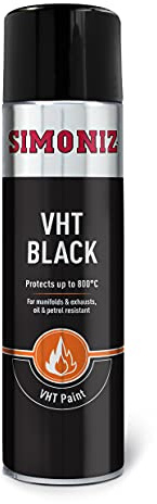 Simoniz VHT Black Exhaust Paint Spray 800°C High Temperature Matt Black Aerosol for Exhausts, Manifolds & High-Heat Metal Surfaces (Packing may vary)
