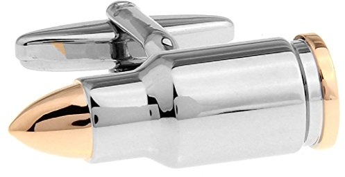 MRCUFF Bullet 2 Two Tone Shell Casing Army Police Pair Cufflinks in a Presentation Gift Box & Polishing Cloth