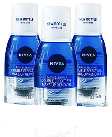 NIVEA Eye Make-Up Remover Double Effect, 125ml (Pack of 3)