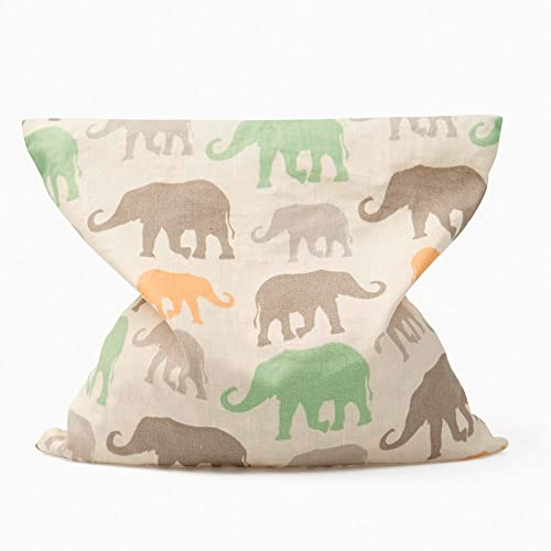 GRÜNSPECHT Kirschkern-Kissen 19x19cm, Wärmekissen für Nacken, Bauch & Rücken, Bezug aus 100% Baumwolle, für Mikrowelle & Backofen, Elefanten (100-V6)
