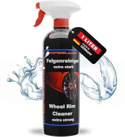 Porzelack® Felgenreiniger extra stark 1 Liter für Auto & Motorrad - Felgenpflege-Reinigungsmittel für alle Felgen & Alufelgen - Vom regionalen Hersteller aus Deutschland