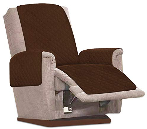 JTWEB Sesselschoner Sesselauflage Relax mit rutschfest, 1 Sitzer Sesselschutz Sofaüberwurf mit 2.5 cm Breiten verstellbaren Trägern (Braun)