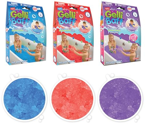 ZIMPLI 3 x Gelli Baff Bundle, Blue, Red & Bubblegum, Magically turns water into thick, colourful goo, Birthday toys for boys girls 4 5 6 7 8 9