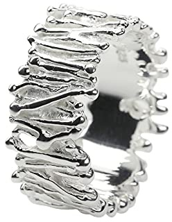 SILBERMOOS XL XXL Ringe in großen Größen Damen Herren Partner Ring Stäbchen Wurzeln Streifen extravagant matt glänzend Sterling Silber 925, Größe 64 66 68 70