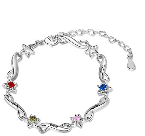 lorajewel Personalisierte Damenarmbänder Unendliches Silberarmband Armbänder mit 1-6 Namen Mutter und Tochter Armband Geschenk für Muttertag Weihnachten Valentinstag