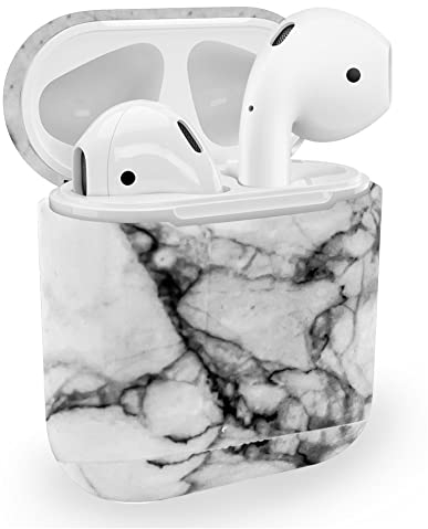 MyGadget Cover Rigida Compatibile con Apple AirPods 1 e 2 Generazione - Case Protettiva per Cuffie Auricolari - Skin in Bianco Marmo