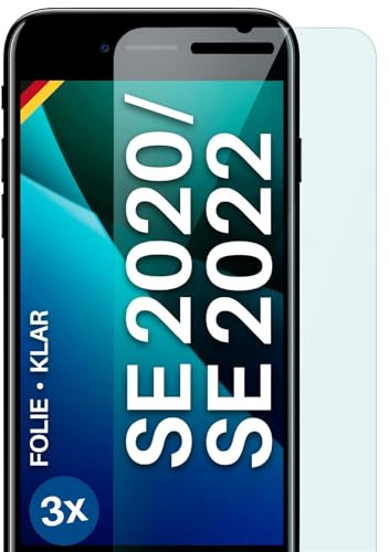 moex für iPhone SE (2020/2022) Schutzfolie Displayschutz Folie Ultra-klar HD 0,2 mm kompatibel mit jeder Hülle, Anbringen ohne Blasen, Handyfolie Extra Kratzfest, FlexProtect 3 Stück