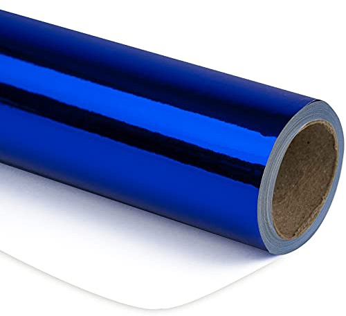 RUSPEPA Royal Blue Metallic Geschenkpapier – Mini Rolle – Einfarbiges Papier Perfekt Für Hochzeit, Geburtstag, Weihnachten, Babyparty – 43 cm X 10 m