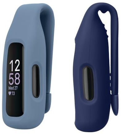 kwmobile 2X Silikon Fitnesstracker Halterung für Fitbit Inspire 3 / Inspire 2 / Ace 3 Clip Halter - Fitness Tracker Hülle für Sport - TPU Schutzhülle ohne Tracker