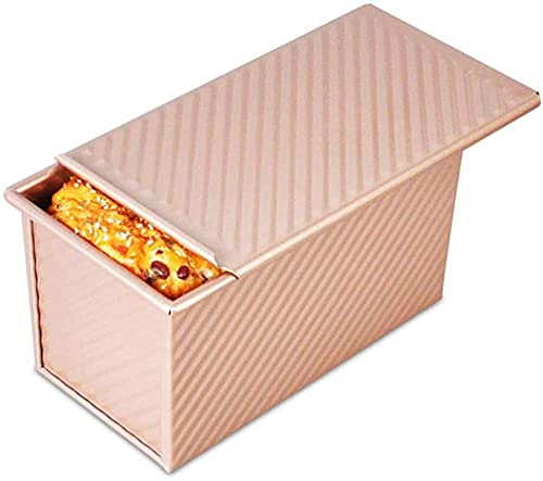 NICETOW Loaf Tin Cover Bread Toast Mold Corrugated loaf Pan w lid 450g Dough Non Stick Rose Gold